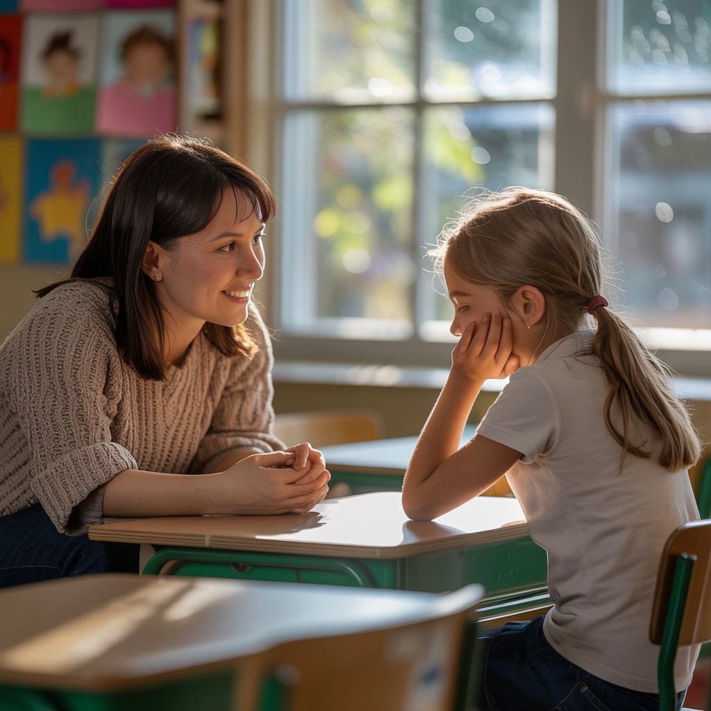 Listening intently to a young person sharing